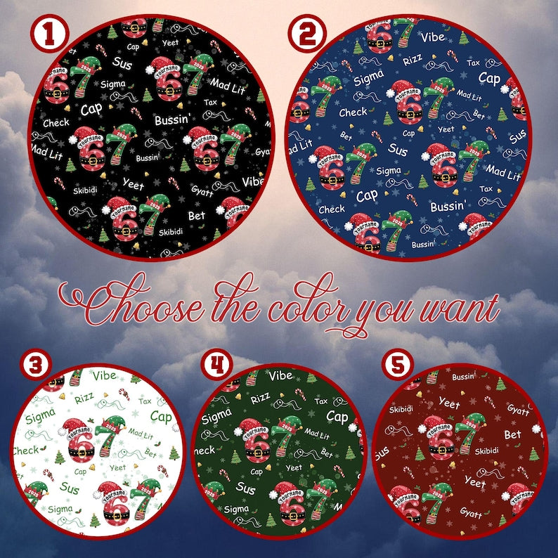 Personalized Six Seven Bruh Christmas Pajamas, Custom Name Bruh 67 Meme PJs, Viral Pajamas Set, Christmas Gift Pajamas for Kids & Adults