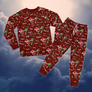 Personalized Six Seven Bruh Christmas Pajamas, Custom Name Bruh 67 Meme PJs, Viral Pajamas Set, Christmas Gift Pajamas for Kids & Adults