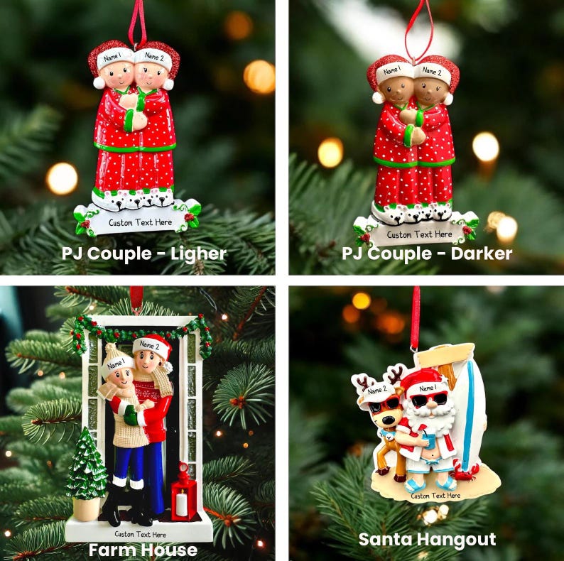 Personalised Couples Christmas Ornament - Bauble - Engaged - Married - First Christmas Together Gift - boyfriend girlfriend partner