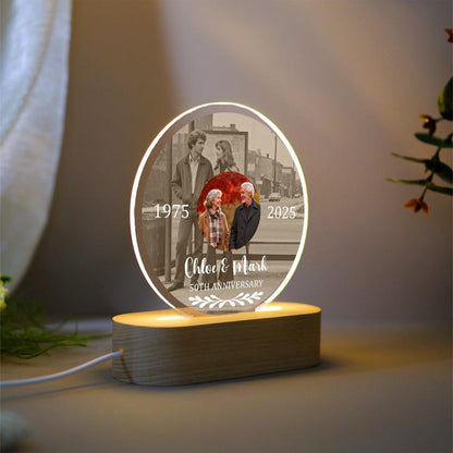 Personalized Then and Now Photo Night Light, 50th Anniversary LED Lamp, Golden Wedding Keepsake, Anniversary Gifts for Parents, Xmas Gifts