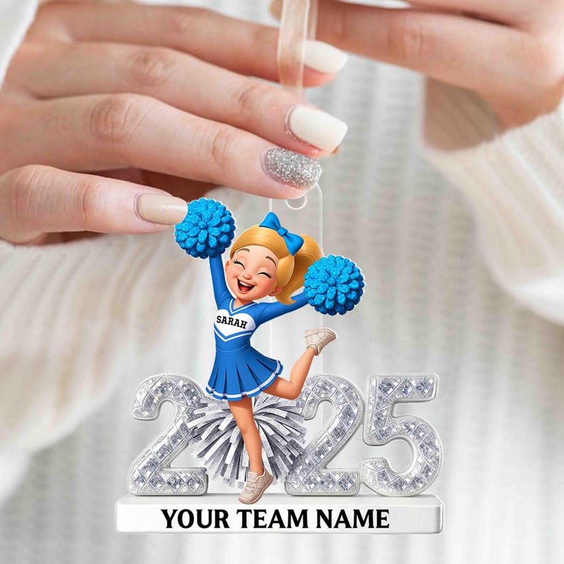 Personalized Cheerleader Ornament, Custom Cheering Ornament, Cheer Xmas Ornament, Cheerleading Team Gift, Cheerleader Gift, Cheer Mom Gift