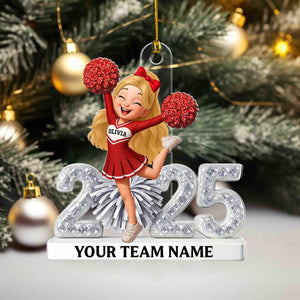 Personalized Cheerleader Ornament, Custom Cheering Ornament, Cheer Xmas Ornament, Cheerleading Team Gift, Cheerleader Gift, Cheer Mom Gift