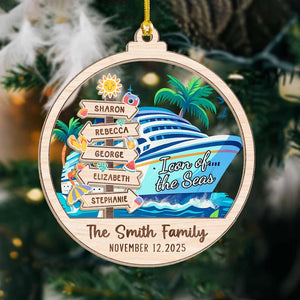 Personalized Cruise Ship Ornament Christmas Gift: Icon of the Seas Gingerbread Family Vacation, Custom Family Christmas Ornament