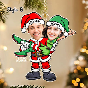 Custom Couple Elf Photo Christmas Ornament 2025, Custom Face Couple Ornament, Funny Couple Ornament, Couple Christmas Keepsake