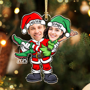 Custom Couple Elf Photo Christmas Ornament 2025, Custom Face Couple Ornament, Funny Couple Ornament, Couple Christmas Keepsake