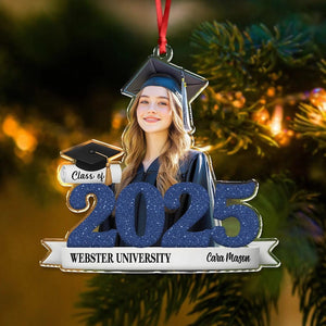 Custom Photo Graduation Ornament, Class of 2026 Photo Ornament, Senior Christmas Gifts, College High School Grad Gift, Mastered It Ornament