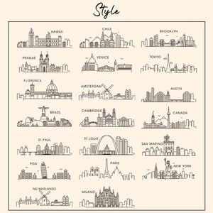 Personalized Skyline Engagement Bauble, City Skyline Just Married Gift, First Christmas Engaged Ornament for Couples, City Attractions Gift