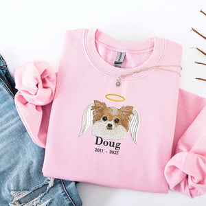 Custom Dog Face Embroidered Sweatshirt or Hoodie, Custom Pet Gift, Dog &Cat Mom Gift, Pet Memorial Gift, Up to 6 Pets