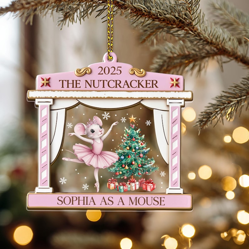 Personalized Nutcracker Mouse Ornament, Cast Member Gift Personalized with Name and Role, Ballerina Christmas Keepsake,Ballet Clara Ornament