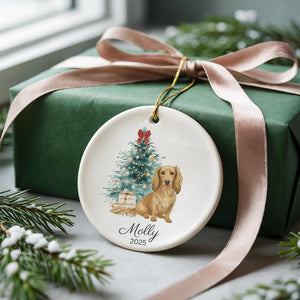 Personalized Long Haired Dachshund Christmas Ornament: Custom Longhaired Dachshund Keepsake 2025 Gift for Doxie Lovers, Holiday Xmas Decor