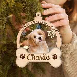 Personalized Dog First Christmas Ornament, Pet Ornament, Dog Portrait From Photo Ornament, Pet Christmas Gift, Christmas Decor