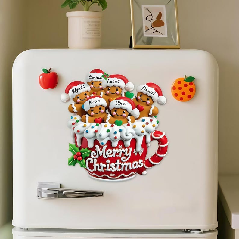 Personalized Christmas Refrigerator Magnets, 2025 Personalized 2-8 Names Family Magnet, Christmas Gift for Mom, Custom Fridge Magnets