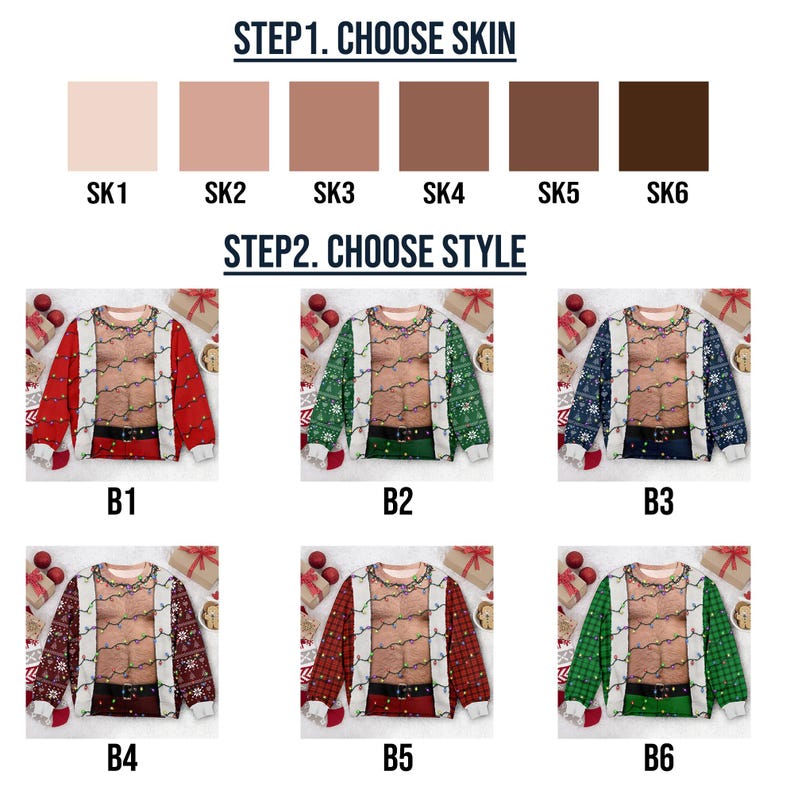 Funny Hairy Chest Santa Sweater Ugly Christmas Party Sweatshirt