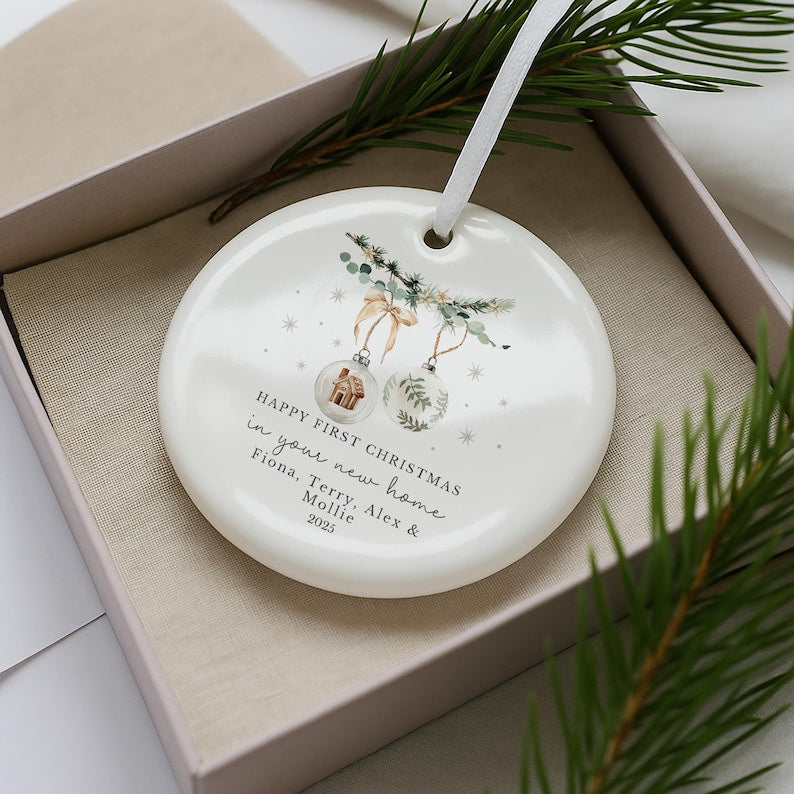 First Christmas in Your New Home Bauble | Ceramic Xmas Tree Decoration | Couple Christmas Keepsake | First Christmas New Home