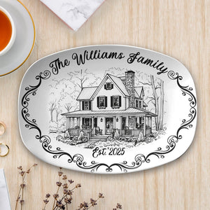 Custom House Portrait Plate, Personalized First Home New House Platter Gift, Painted From Your Photo Unique Weeding Keepsake