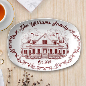 Custom House Portrait Plate, Personalized First Home New House Platter Gift, Painted From Your Photo Unique Weeding Keepsake
