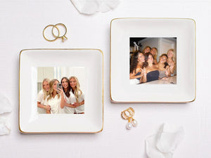 Personalized Sister Photo Jewelry Dish: Ceramic Trinket Tray for Best Friend Wedding Day, Sentimental Gifts for Bridesmaids
