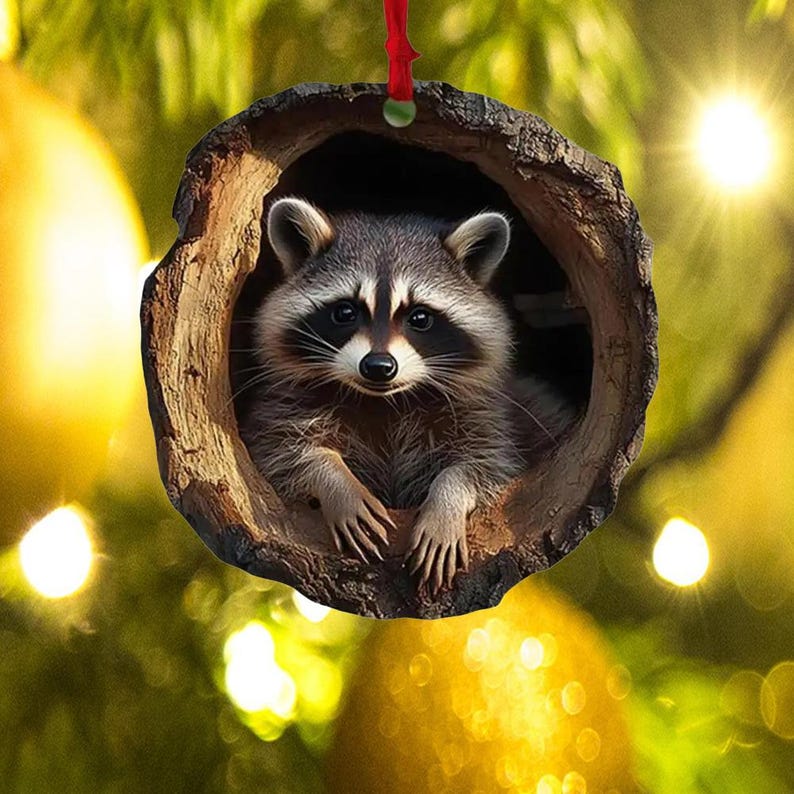 Squirrel Acrylic Ornament, Owl Raccoon Sloth Forest Animal Christmas Decor, Rustic Tree Ornament, Gift for Nature Lovers, Cute Wildlife Ornament