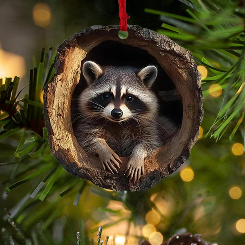 Squirrel Acrylic Ornament, Owl Raccoon Sloth Forest Animal Christmas Decor, Rustic Tree Ornament, Gift for Nature Lovers, Cute Wildlife Ornament