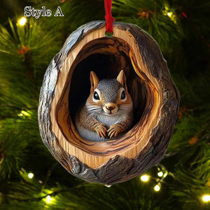 Squirrel Acrylic Ornament, Owl Raccoon Sloth Forest Animal Christmas Decor, Rustic Tree Ornament, Gift for Nature Lovers, Cute Wildlife Ornament