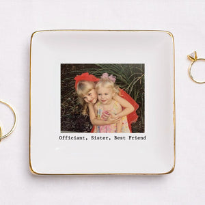 Personalized Sister Photo Jewelry Dish: Ceramic Trinket Tray for Best Friend Wedding Day, Sentimental Gifts for Bridesmaids