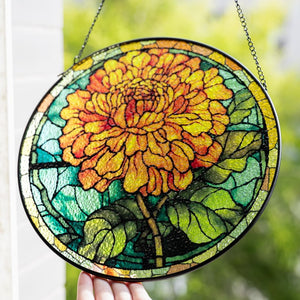 Personalized Birth Month Flower Stained Glass Suncatcher,Custom Flower Window Hanging,Valentines/Birthday Gift For Him/Her/Besties/Mom