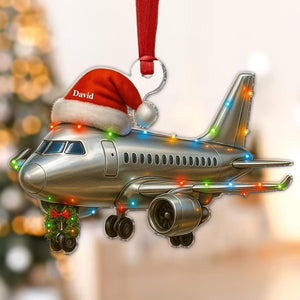 Personalized Airplane Ornament, Acrylic Customized Aircaft Keepsake, Xmas Tree Decor, Christmas Gift For Grandkid