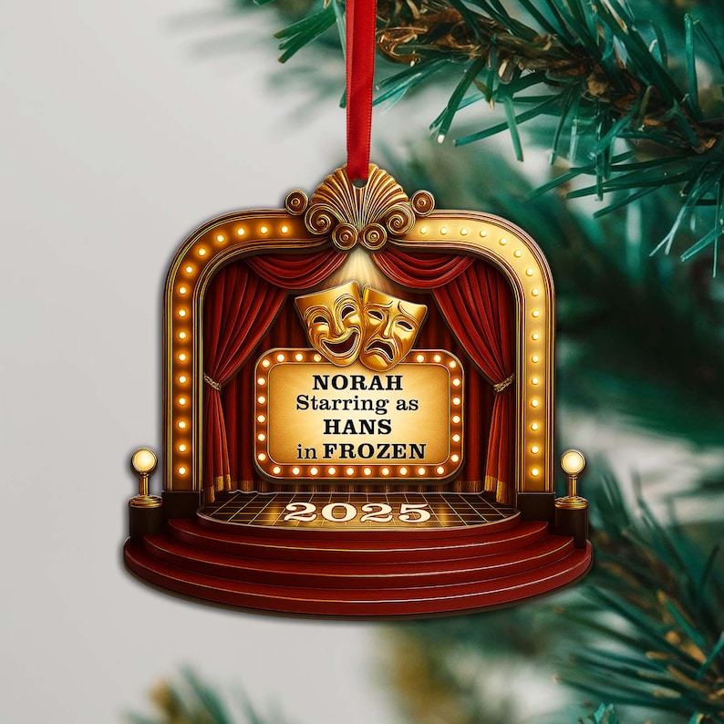 Personalized Theater Ornament, Actor Actress Christmas Ornament, Starring in a Play Ornament, Musical Play Stage Keepsake, School Playing