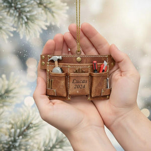 Personalized Tool Belt Ornament, Custom Name Carpenter Ornament 2025, Handyman Christmas Gift, Construction Worker Holiday Decoration