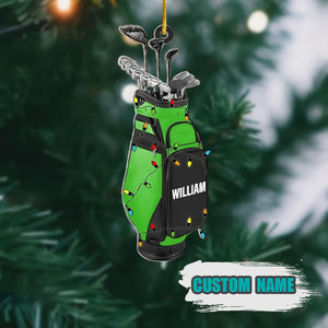 Personalized Golf Backpack Ornament, Custom Acrylic Christmas Tree Decor, Holiday Gift For Golf Lover