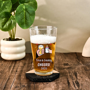 Custom Christmas Daddy Beer Glass, Our First Christmas Togther Father Gift 2026, Gift for Husband, New Dad Gift Wine Glass First Time Dad