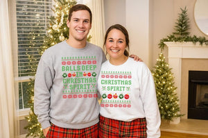 Couple Matching Christmas Sweatshirt, Funny Ugly Christmas Sweater, Ball Deep In Christmas Sprit Couples Printed Jumpers, Newlywed Gifts