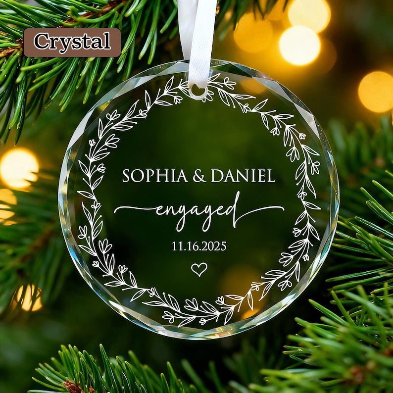 Personalized Engaged Ornament 2025,Wedding Keepsake Ornament,Engagement Ornament with Names & Date,Engaged Gift,Newlywed Gift For Couple