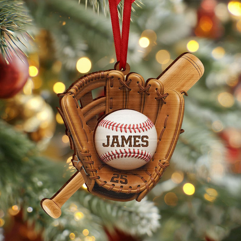 Custom Baseball Ornament, Baseball Player Gift, Baseball Keepsake, Baseball Team Gift,Baseball Lovers Gift,Sport Ornament,Baseball Christmas