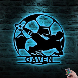 Personalized Soccer LED Metal Sign Custom Football Wall Art, Soccer Name Sign for Room, Game Room, or Man Cave, Gift for Him