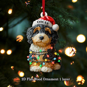 Customized Name Bernedoodle Christmas Ornament, Dog First Christmas FLAT Ornament, Personalized Puppy Ornament