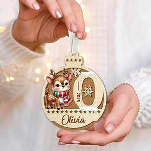 Personalized 2 Layer Wooden Santa Christmas Letter Ornament: Kids Baubles Gift