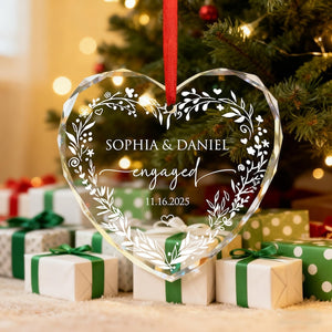 Personalized Engaged Ornament 2025,Wedding Keepsake Ornament,Engagement Ornament with Names & Date,Engaged Gift,Newlywed Gift For Couple