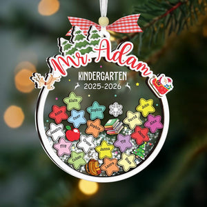 Personalized Teacher Christmas Ornament, Student Names 4D Shaker Keepsake,Teacher Appreciation,End Of Year Teacher Gift,Classroom Xmas Decor