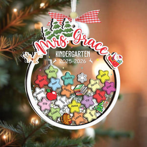 Personalized Teacher Christmas Ornament, Student Names 4D Shaker Keepsake,Teacher Appreciation,End Of Year Teacher Gift,Classroom Xmas Decor