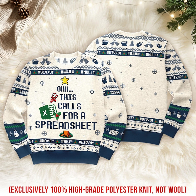 This Calls For A Spreadsheet Ugly Sweater - The Office Inspired Meme Shirt, Funny Coworker Christmas Jumper Gift