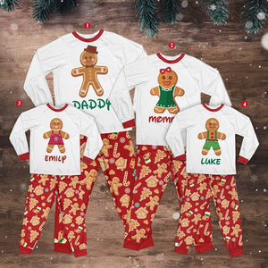Personalized Christmas Gingerbread Man Family Pajamas Set, Custom Christmas Pajamas, Christmas Gift For Family Matching, Gift For Family