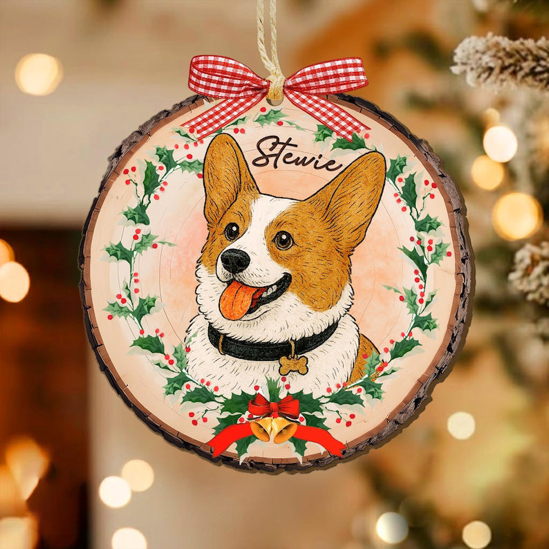 Personalized Watercolor Pet Ornament: Custom Wooden Pet Portrait From Photo, Pet Lovers Gift Dog Lovers Gift Cat Lovers Gift