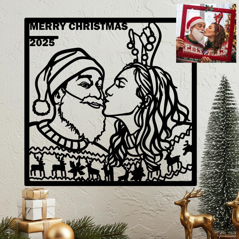 Custom Metal Portrait, Family Portrait Drawn Laser Cutting from Iron, Wall Decor, Personalized Portrait from Photo, Anniversary Gifts