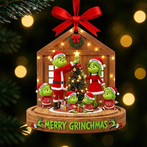 Personalized Grinch Family Christmas Ornament, Acrylic Holiday Keepsake
