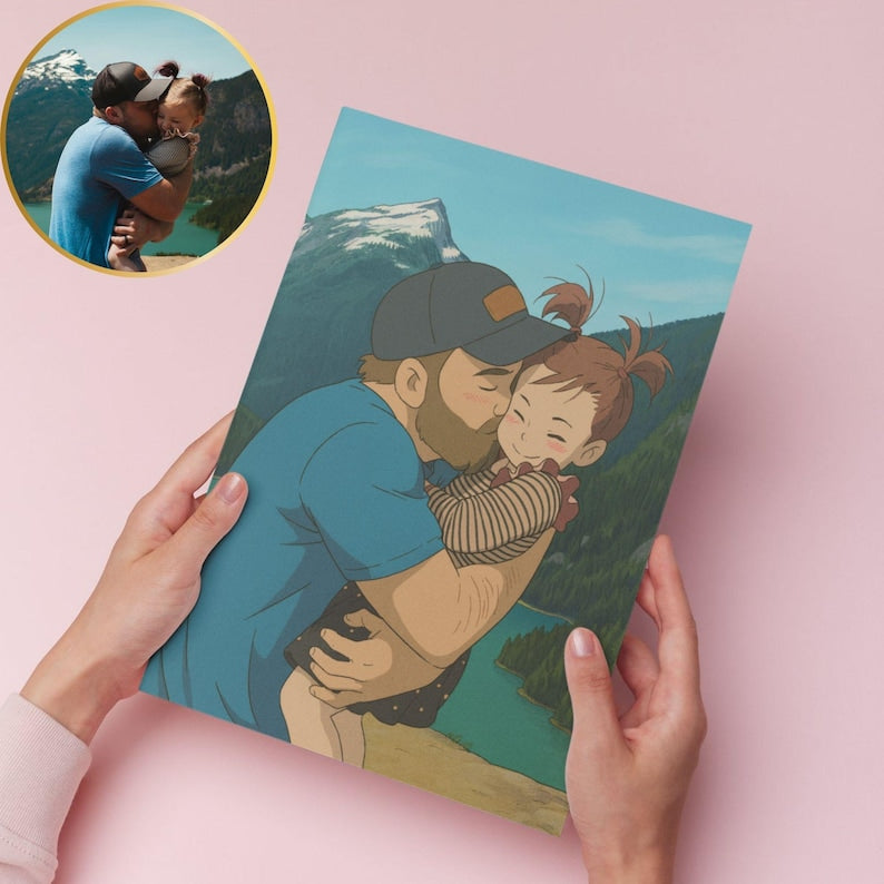 Custom Anime Style Portrait, Anime Family Art, Canvas, Gift For Family, Gift For Mom, Gift For Father, Couple Gift