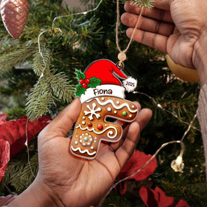 Custom Christmas Name Letter Ornament, Personalized Gingerbread Letter Ornament for Kids, Personalized Family Xmas Decoration Gift