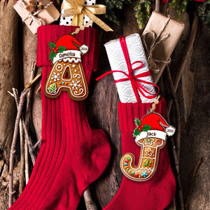 Custom Christmas Name Letter Ornament, Personalized Gingerbread Letter Ornament for Kids, Personalized Family Xmas Decoration Gift