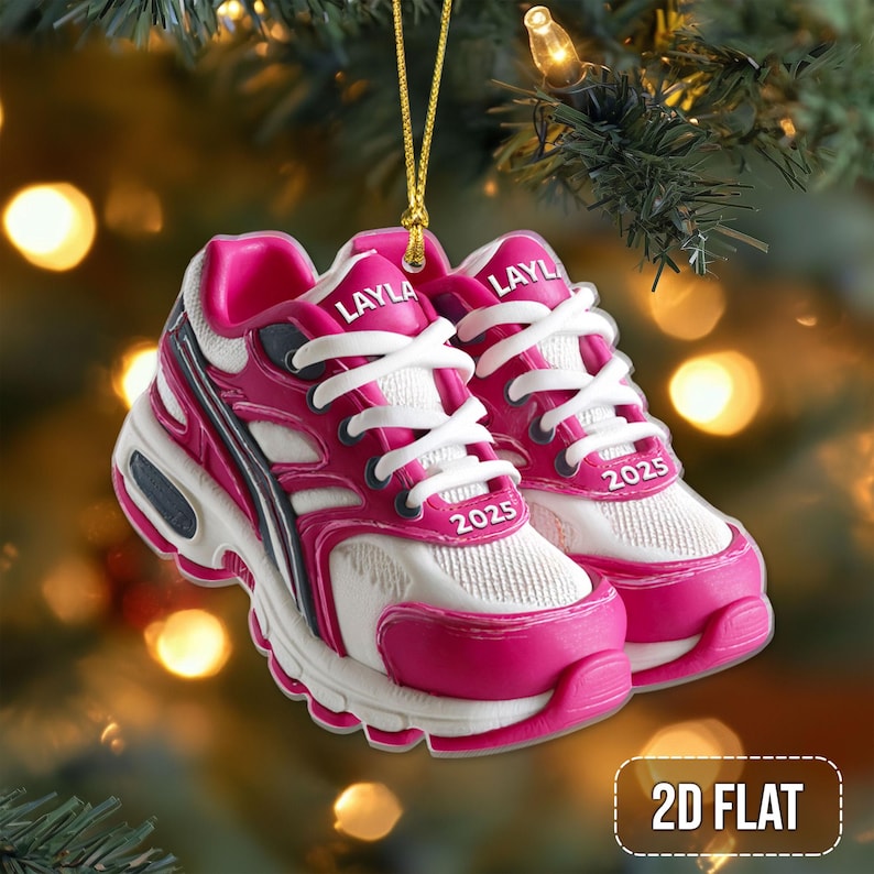 Personalized Running Shoes Ornament 2025, Custom Runner Christmas Tree Decoration, Fitness Ornament Gift for Runners