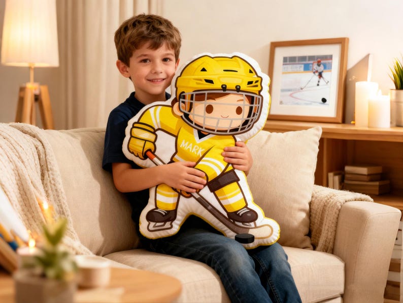 Hockey Player Plush Gift,Custom Hockey Fan Gift,Hockey Doll,Hockey with Name,Personalized Sports Pillow,Hockey Lover Player Fans Gifts